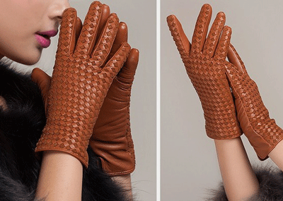 Woven Leather Gloves 