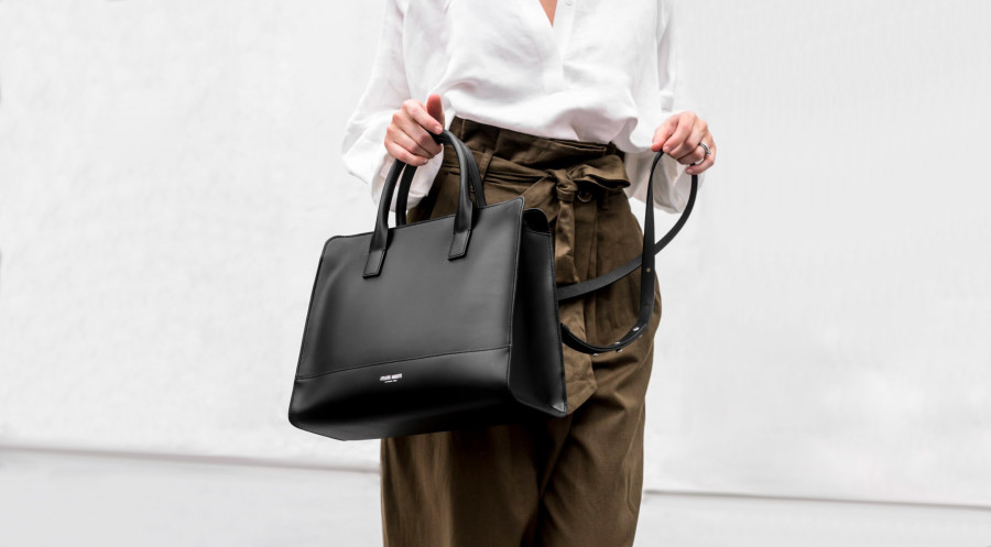 lady with black handbag