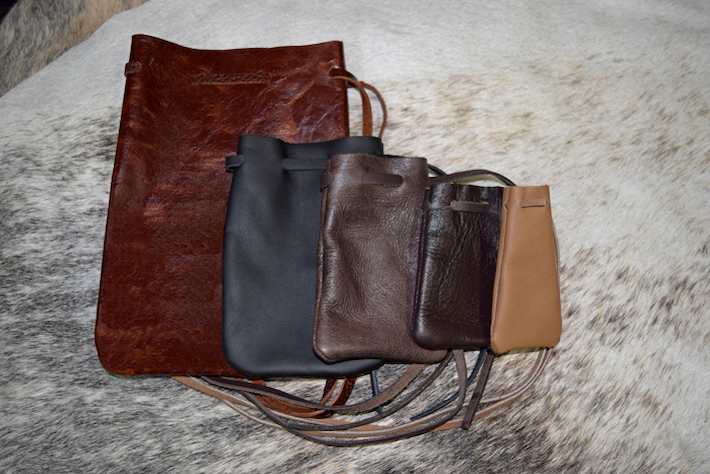 multiple leather pouches