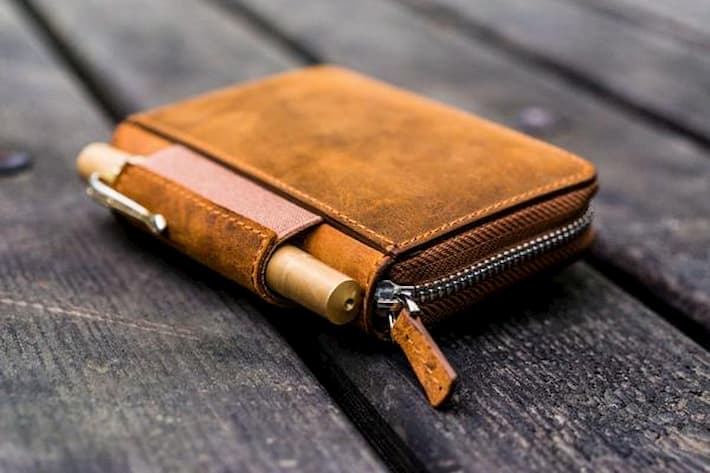 leather pouch with pencil