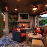 patio with furniture and heaters