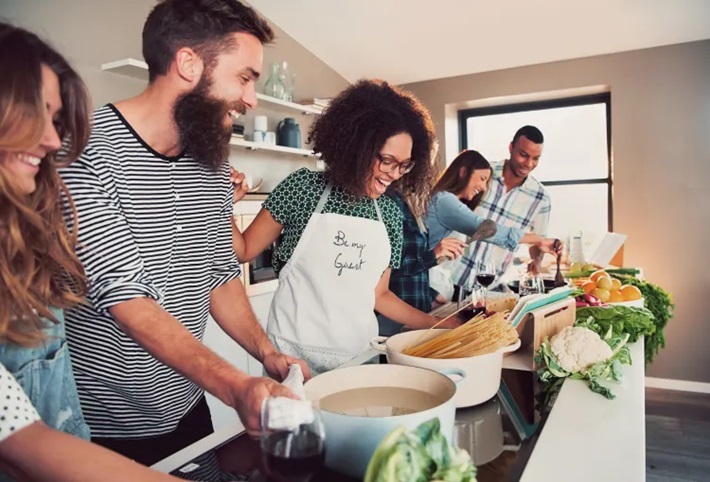 group of people cooking