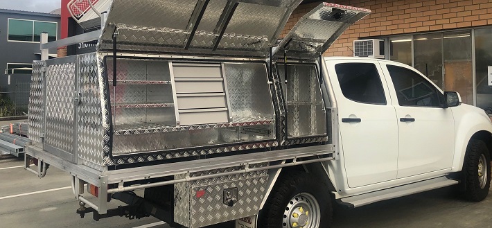 ute canopy with a lot of storage